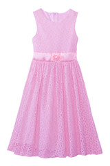 pink lace dress pastel tone for girl isolate on white with worki