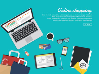 flat design vector concept for online shopping,web banner,advert