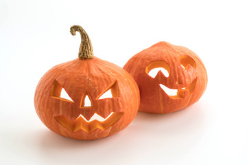 Halloween pumpkins smile and scrary eyes for party night