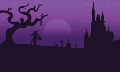 Scary Halloweesn backgrounds of silhouette