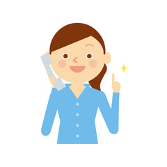 女性　電話　イラスト