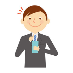 男性　スマホ　ビジネス　イラスト