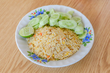 Thai Fried Rice with pork and Cucumber - Asian Cuisine