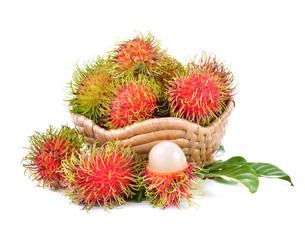 Fresh rambutan sweet  fruit isolated on white background