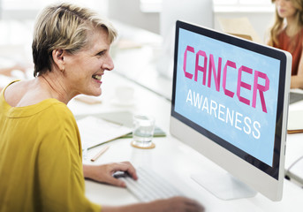 Fototapeta na wymiar Cancer Awarness Female Issue Illness Concept