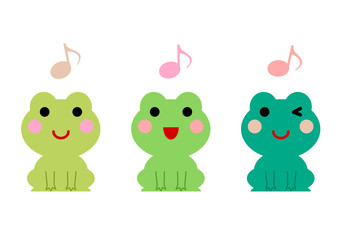 Obraz premium かえると音符のイラスト 