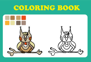 Vector illustration, cute funny owl , card concept, white background.