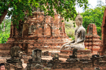 ancient buddha image statue at Sukhothai historical park Sukhothai province Thailand - obrazy, fototapety, plakaty