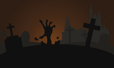 Silhouette of hand zombie scary halloween