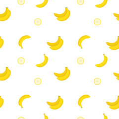 Seamless pattern with bananas, flat bananas