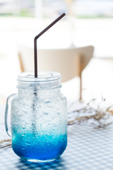 Blue hawaii soda in coffee shop.