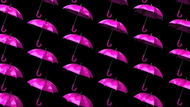 Pink Umbrellas On Black Background.
Loop able 3DCG render Animation.