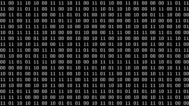 Binary Pairs Screensaver (60fps). Full screen saver black and white graphic loop of pairs of binary data cycling on and off 1s and 0s.