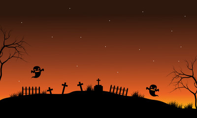 Naklejka premium Silhouette of ghost in tomb