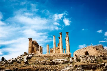 Foto op Canvas Colums of ancient Roman city of Gerasa,  Jerash, Jordan. © sola_sola