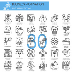 Business motivation, thin line icons set , Pixel Perfect Icons