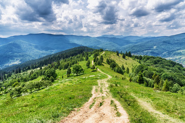 Plakat HDR views during uphill Makovytsya Ukraine