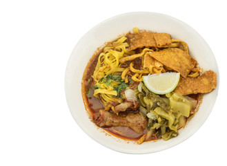 Asian food, Instant noodles on white background