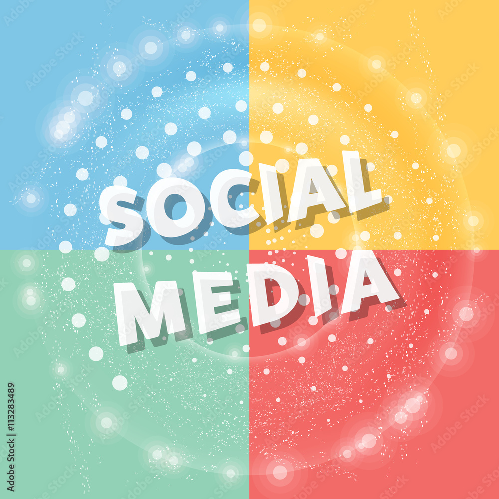 Poster vector abstract object with social media icon
