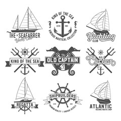 Yacht club badges logos and labels