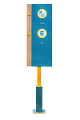 signs for parking and exit