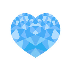 Naklejka na ściany i meble polygonal blue hearts on white background
