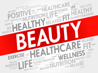 BEAUTY word cloud background, health concept