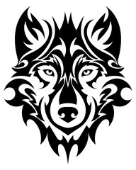 Obraz premium Beautiful wolf tattoo.Vector wolf's head as a design element on isolated background