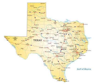 road map of the US state texas