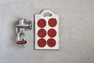 Fresh beef patties for burgers