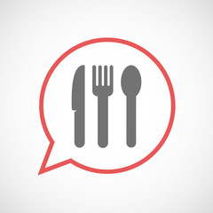 Isolated comic balloon with cutlery