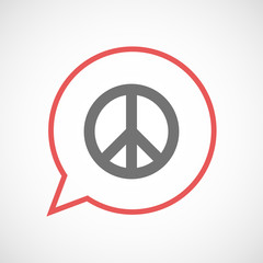 Isolated comic balloon with a peace sign