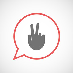 Isolated comic balloon with a victory hand