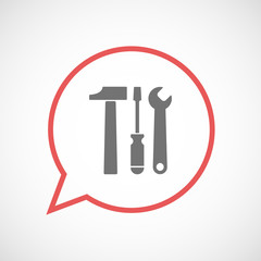 Isolated comic balloon with a tool set