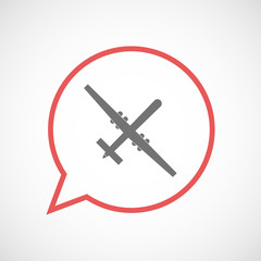 Isolated comic balloon with a war drone