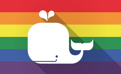 Long shadow Gay Pride flag with a whale