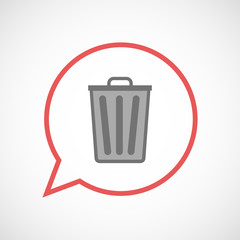 Isolated comic balloon with a trash can