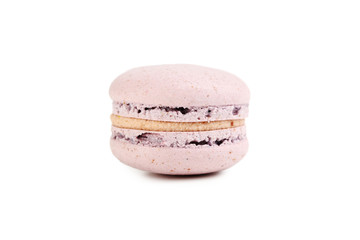 French pink macaron isolated on a white