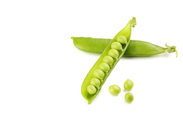 Green peas isolated on a white background
