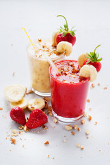 Juices Smoothie Glass Fruits Strawberry Banana