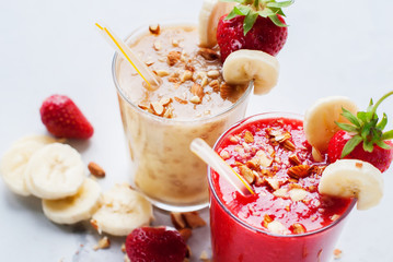 Juices Smoothie Glass Fruits Strawberry Banana