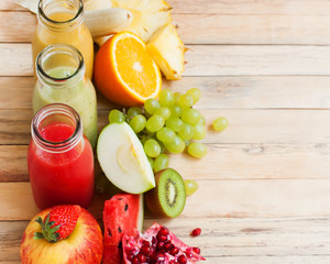 Row Fresh Juices Smoothie Three Bottles Color Fruits
