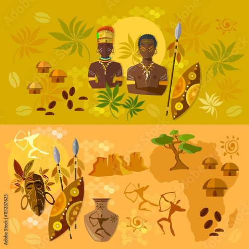 Africa Banner Ancient Tribes Of African Culture And Traditions