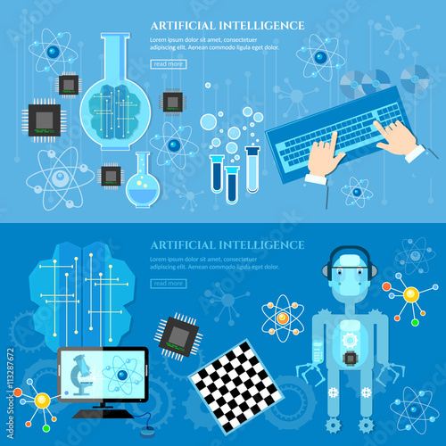 Artificial Intelligence Banner Creation Of Robots Stock Image And