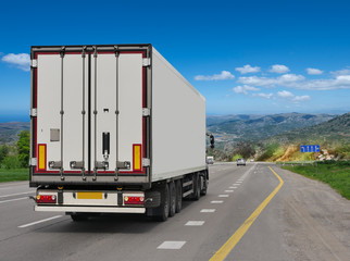 Container on the big highway. transport loads