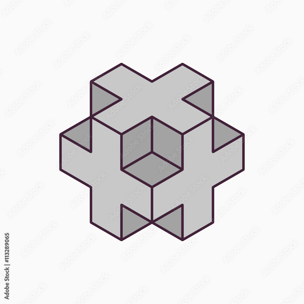 Wall mural vector 3d cube plus design