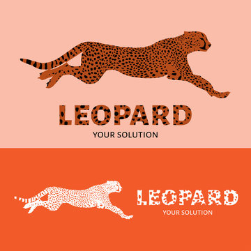 Vector logo leopard. Brand's logo in the form of a leopard jump