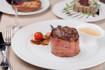 grilled fillet steak on an plate