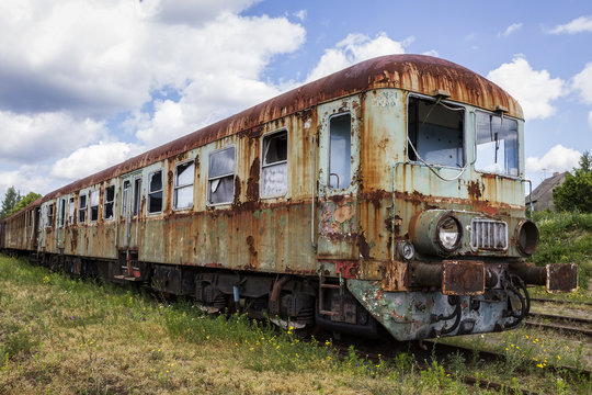 Fototapeta Old train on a railway siding