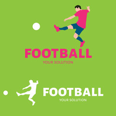 Vector logo football. Brand logo in the form of a football player with the ball.